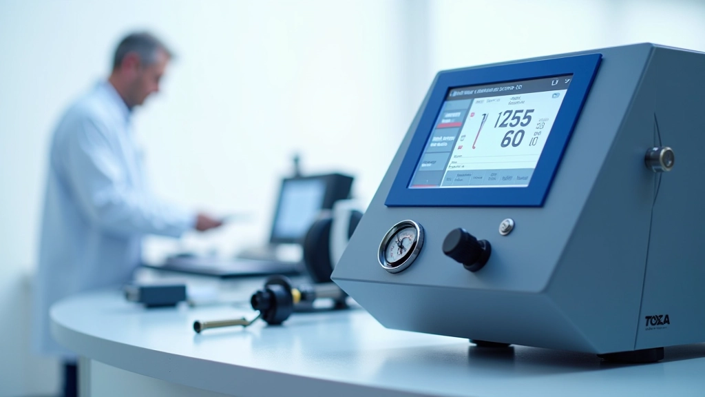 Precision fuel injector flow testing equipment with digital display showing milliliters per minute measurement