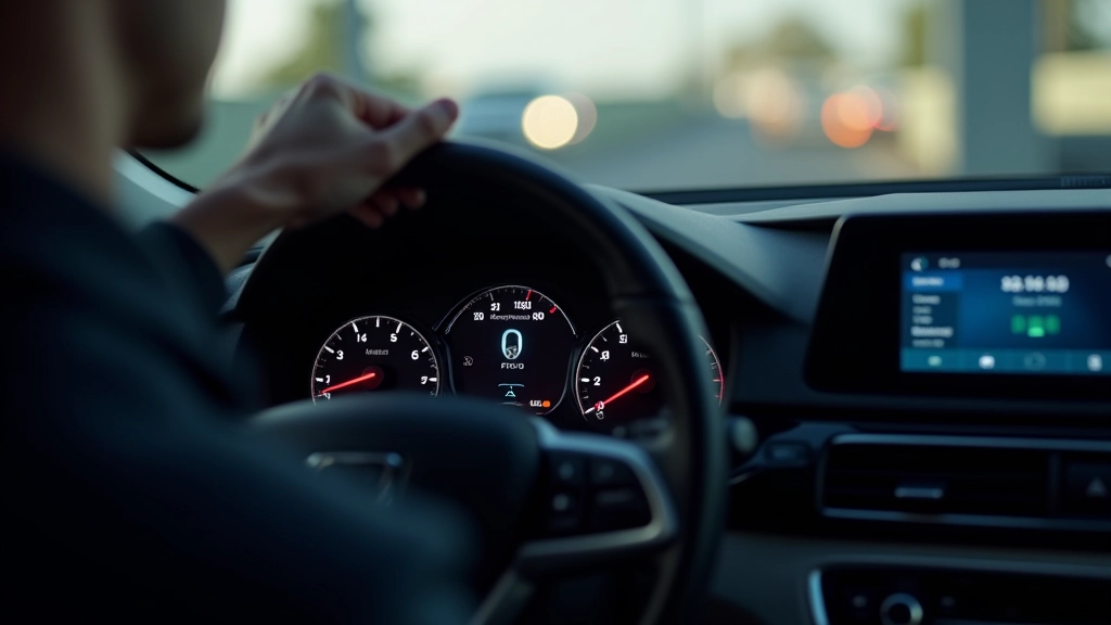 Dashboard showing fuel economy metrics and engine diagnostic readouts on modern vehicle display screen